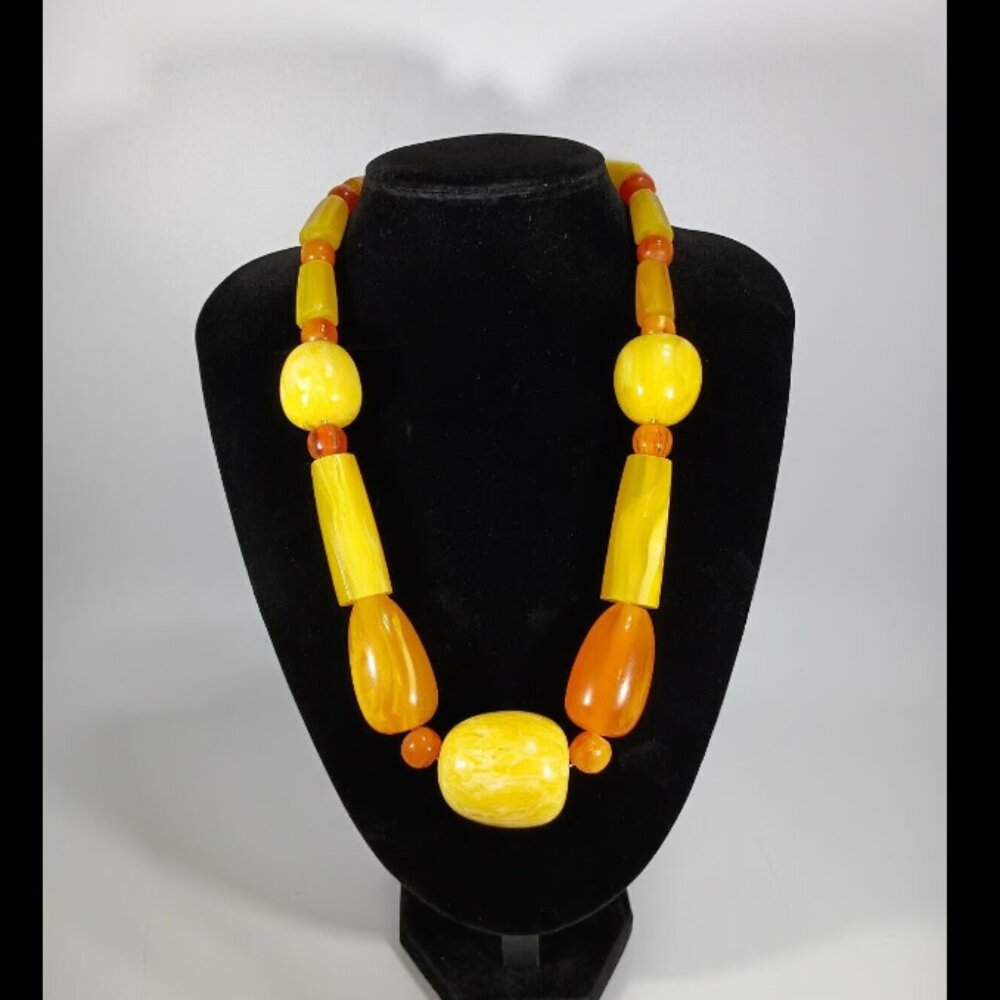 CHUNKY 135 gr Vintage Butterscotch Mixed Styles Swirl Baltic Amber Bead Necklace